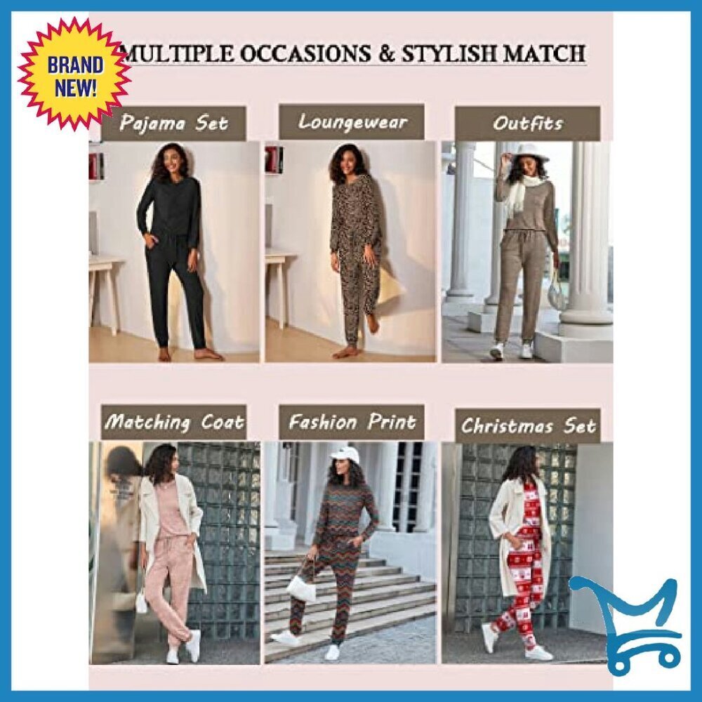 Soft Long Sleeve Pajama Set with Pockets Joggers Loungewear - Picture 6 of 8